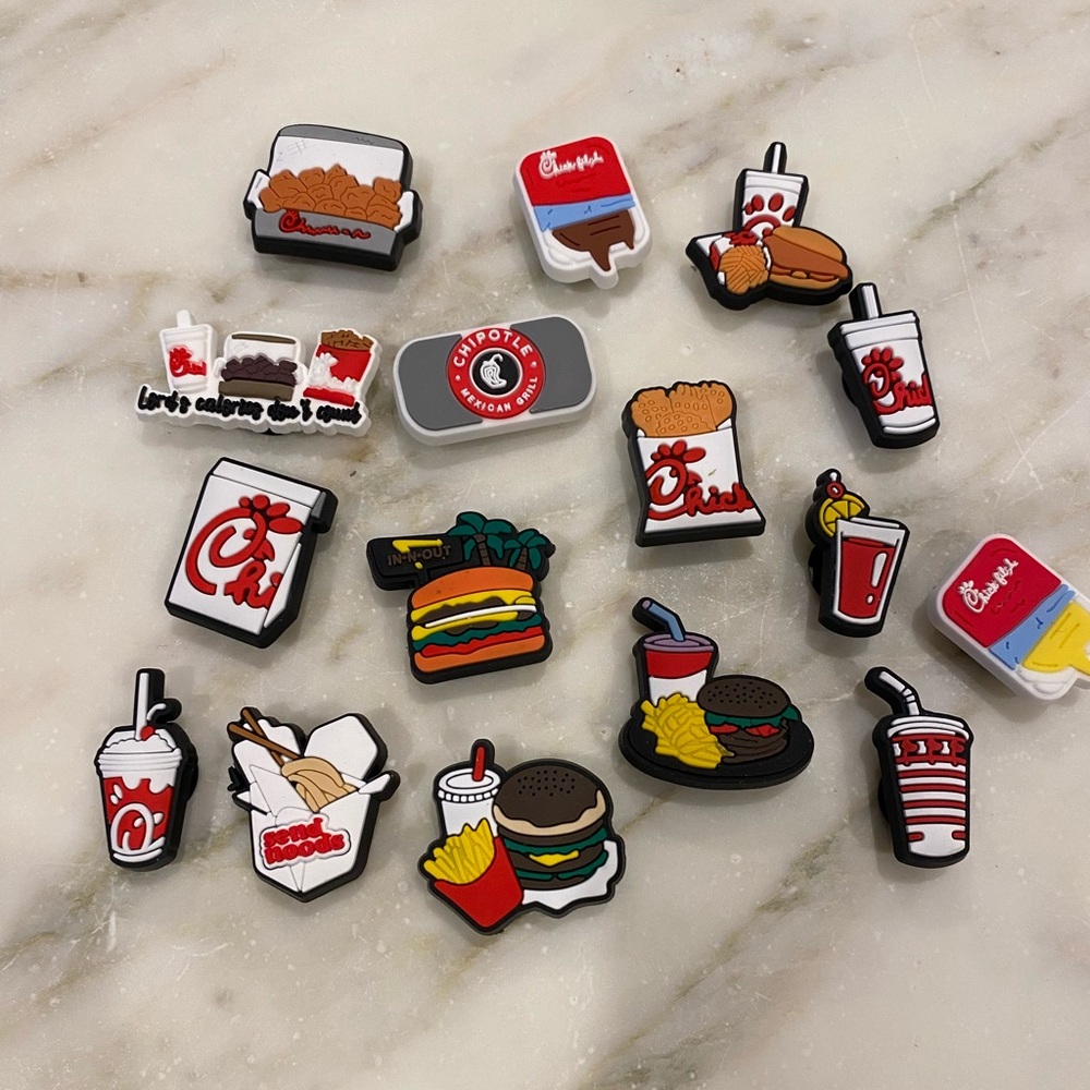 Fast Food Croc Charms New lot of 16 Chik-Fil-a / In-n-Out